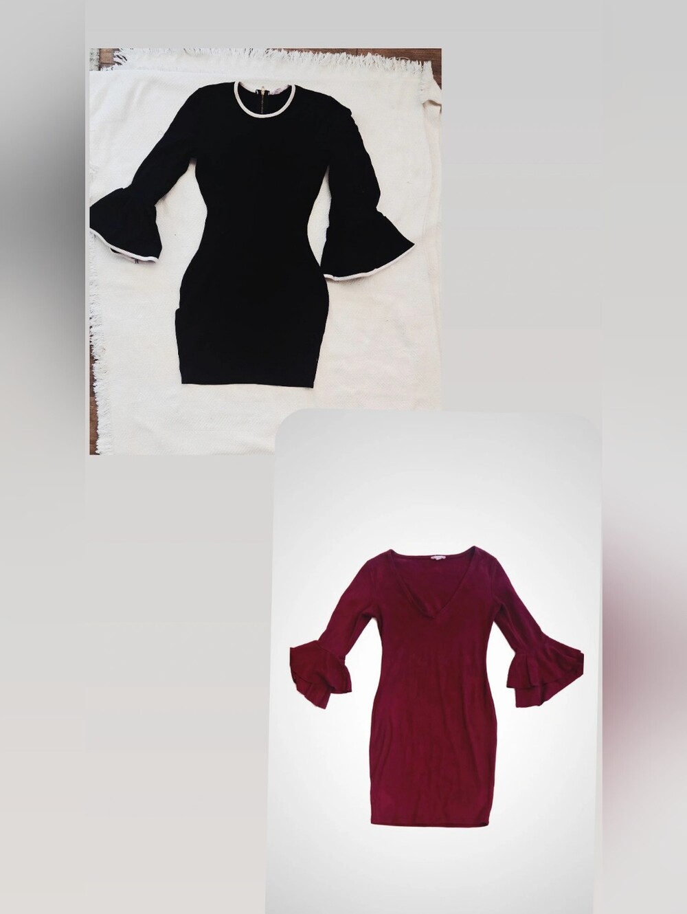 Agaci Burgundy And Black Bodycon Dress Bundle